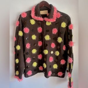 Women’s Design Options By Phillip & Jane Gordon Fuzzy Polka Dot Sweater - sz L